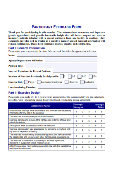 participant feedback form