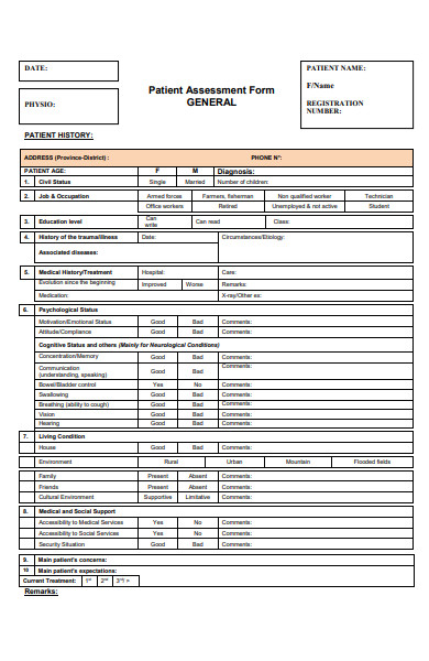 patient assessment form