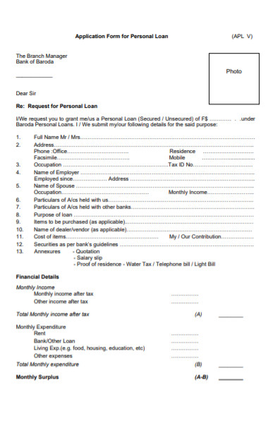 personal loan application form