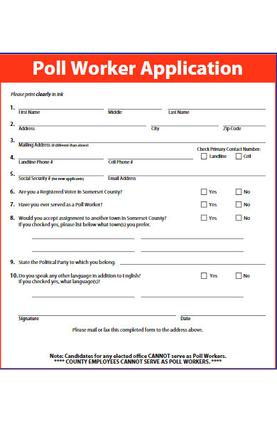 poll worker application form