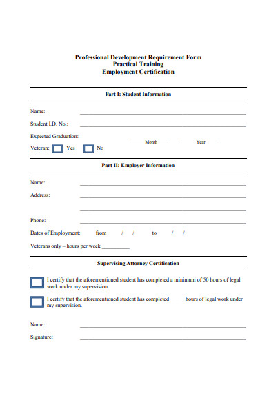 professional development requirement form