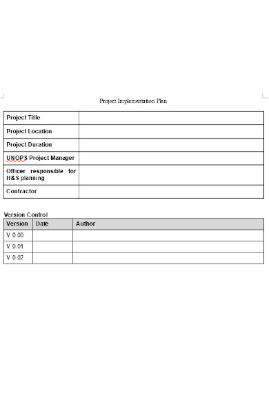 project implementation plan form