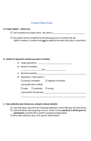 project plan form