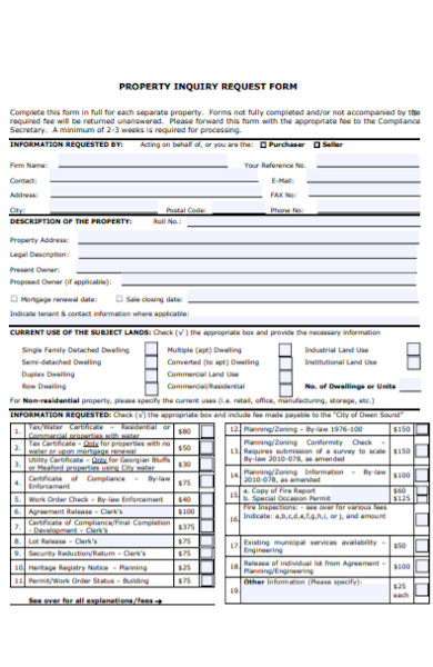 property inquiry request form