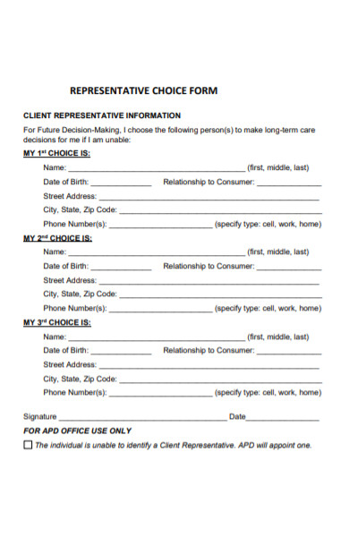 representative choice form