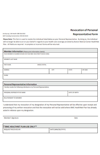 revocation of personal representative form