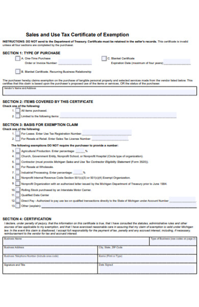 sales and use tax certificate form