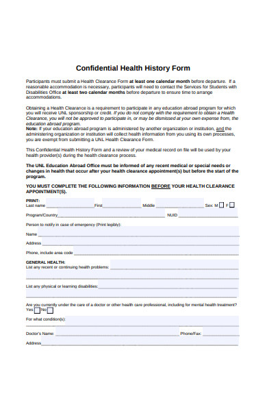 Free 49 History Forms In Pdf Ms Word Excel 9747