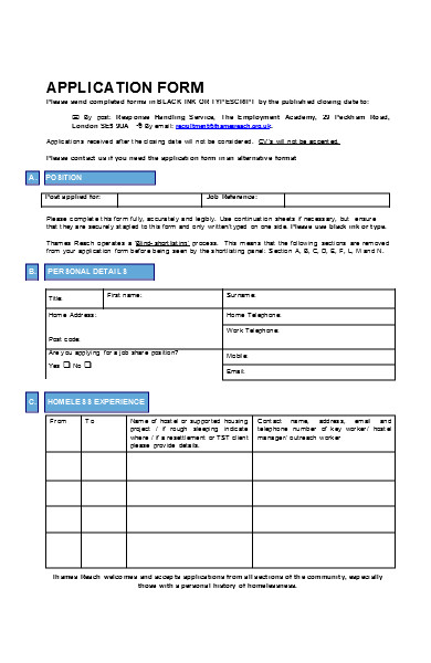 sample worker application form
