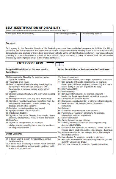 self identification disability form