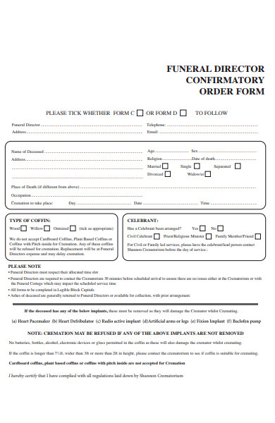 simple funeral form