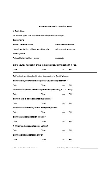social worker data collection form