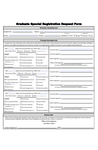 special graduate registration form