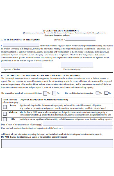 student healthcare form