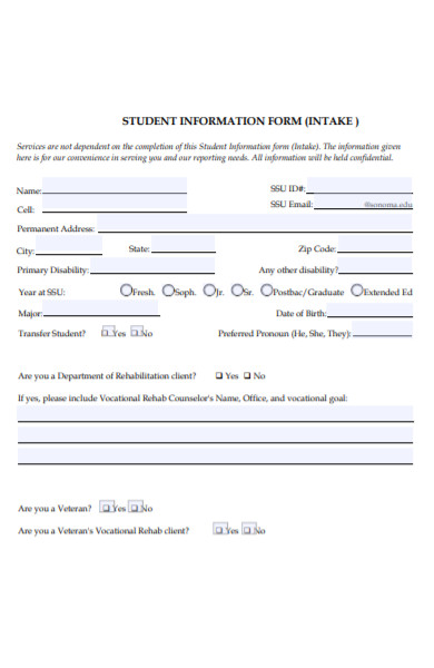 student information form