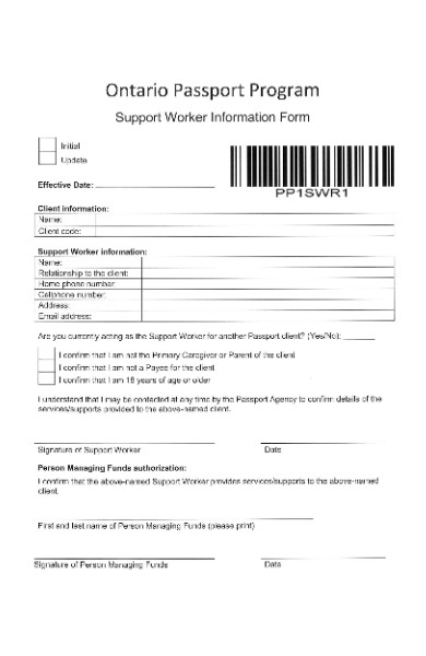 support worker information form