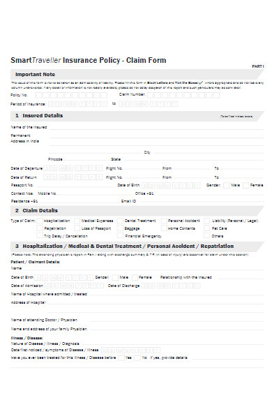 traveller insurance policy claim form
