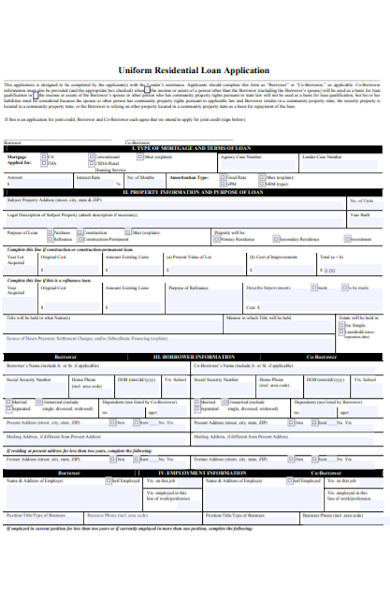 uniform residential loan application form