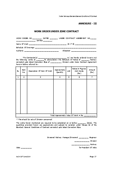 work order under zone contract form