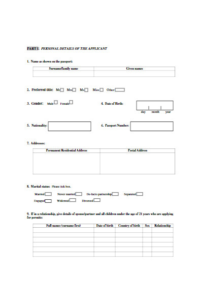 work permit application form