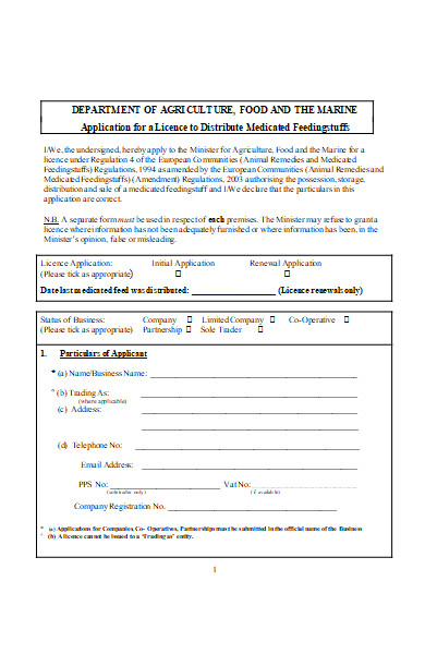 agriculture food license application form