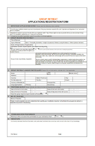 application and registration form