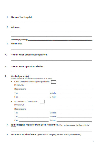 application form for accreditation of hospital