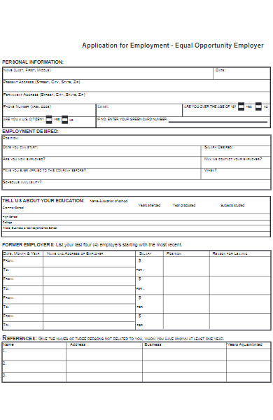 application for employments form