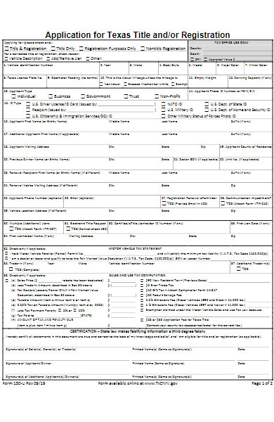 application for texas title form