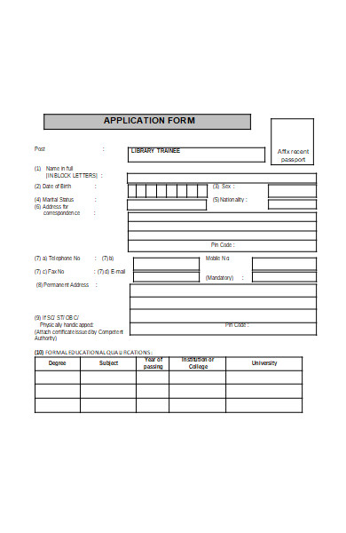 application verification form format
