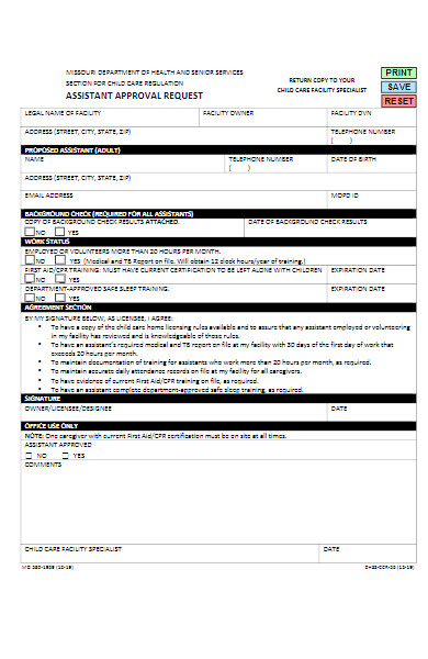 assistant approval request form