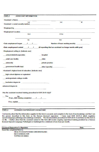 assistant information form