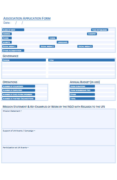 association application form