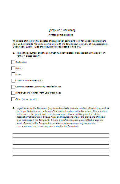 association complaint form