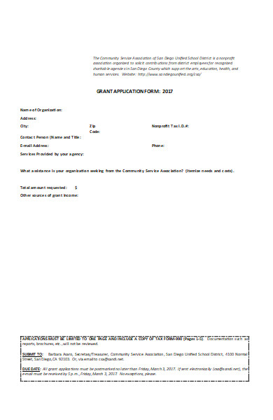 association grant application form