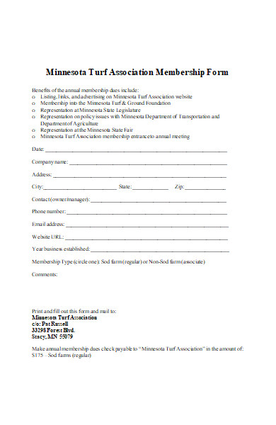 association membership form format