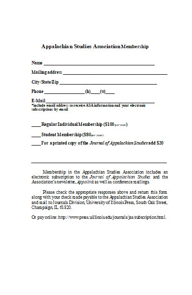 association membership form in doc
