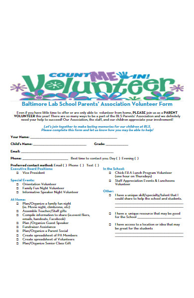 association volunteer form