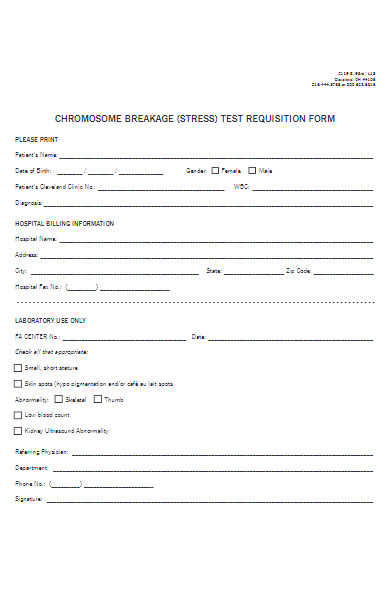 breakage test requisition form