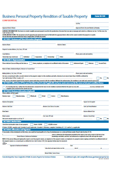 business personal property rendition form
