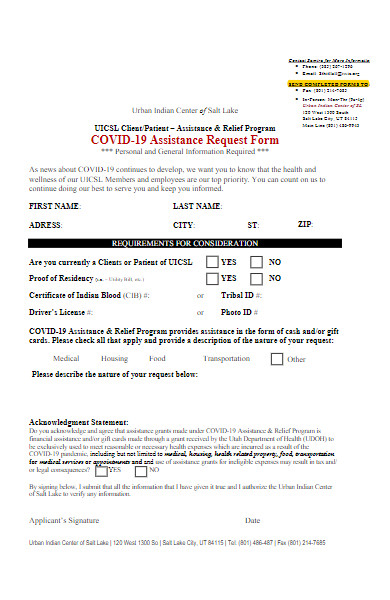 covid 19 assistance request form
