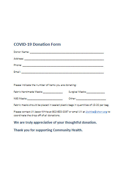 covid 19 donation form example