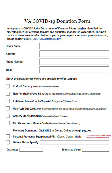covid 19 donation form