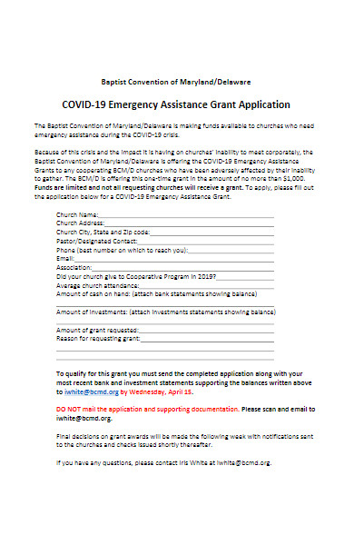 covid 19 emergency assistance grant application form