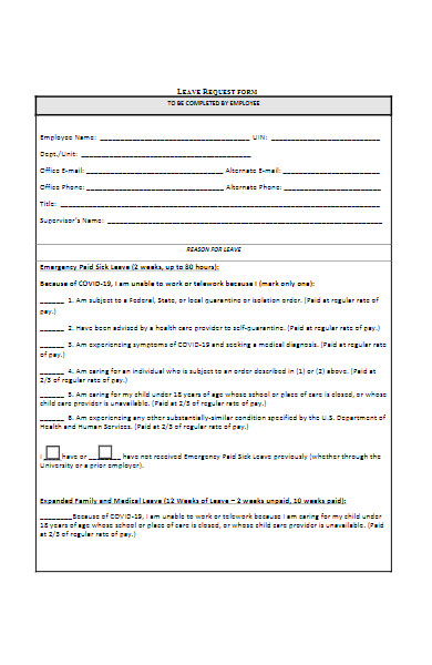 covid 19 employee leave request form