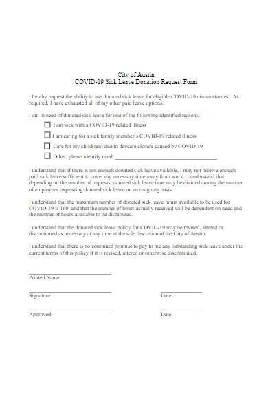 covid 19 sick leave donation request form