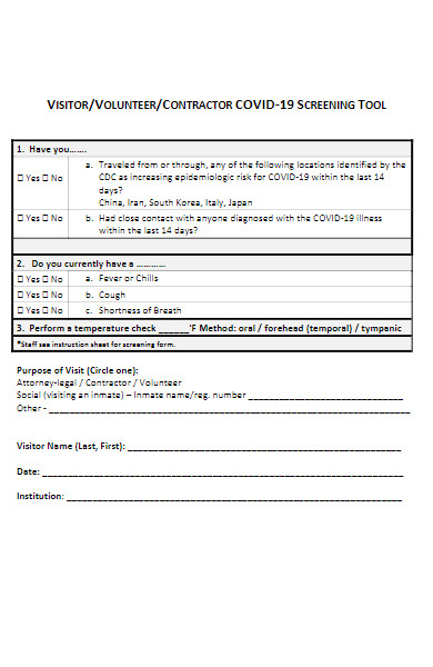 covid 19 voulnteer screening application form