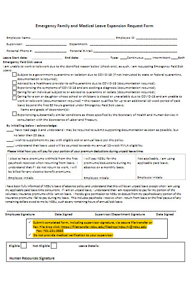 covid19 family medical leave absence request form