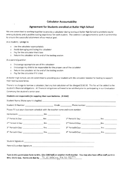 calculator accountability form