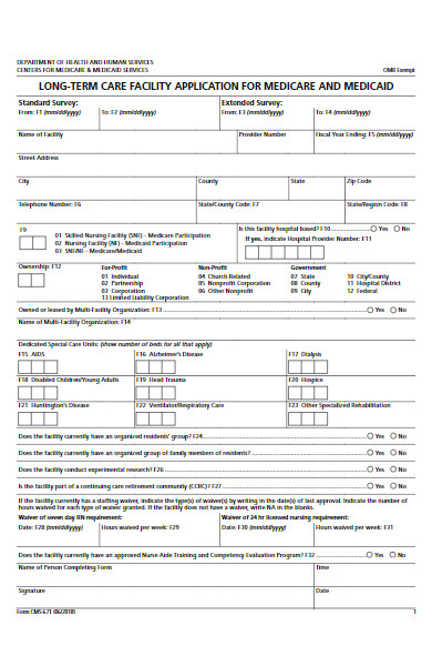 care facility application form for medicaid